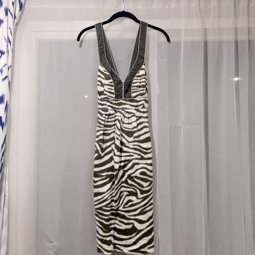 Banana Republic zebra Taupe linen dress sz 6
